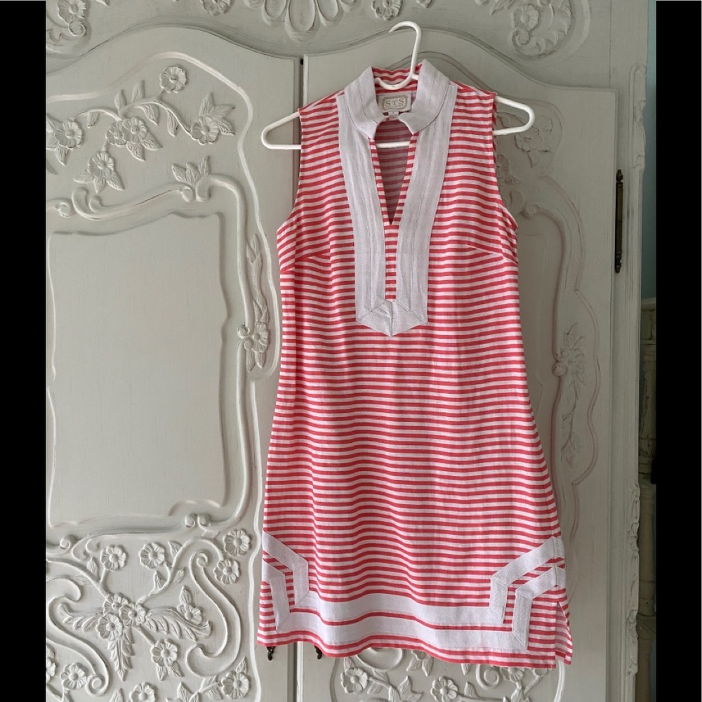 Sail to Sable Pink and White Striped Sleeveless Shift Dress